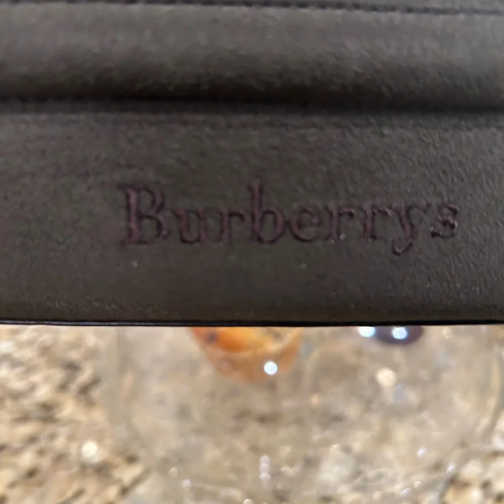 Burberrys Nova Check Shadow Horse Handbag Black Brown Leather Suede Women'S Euc